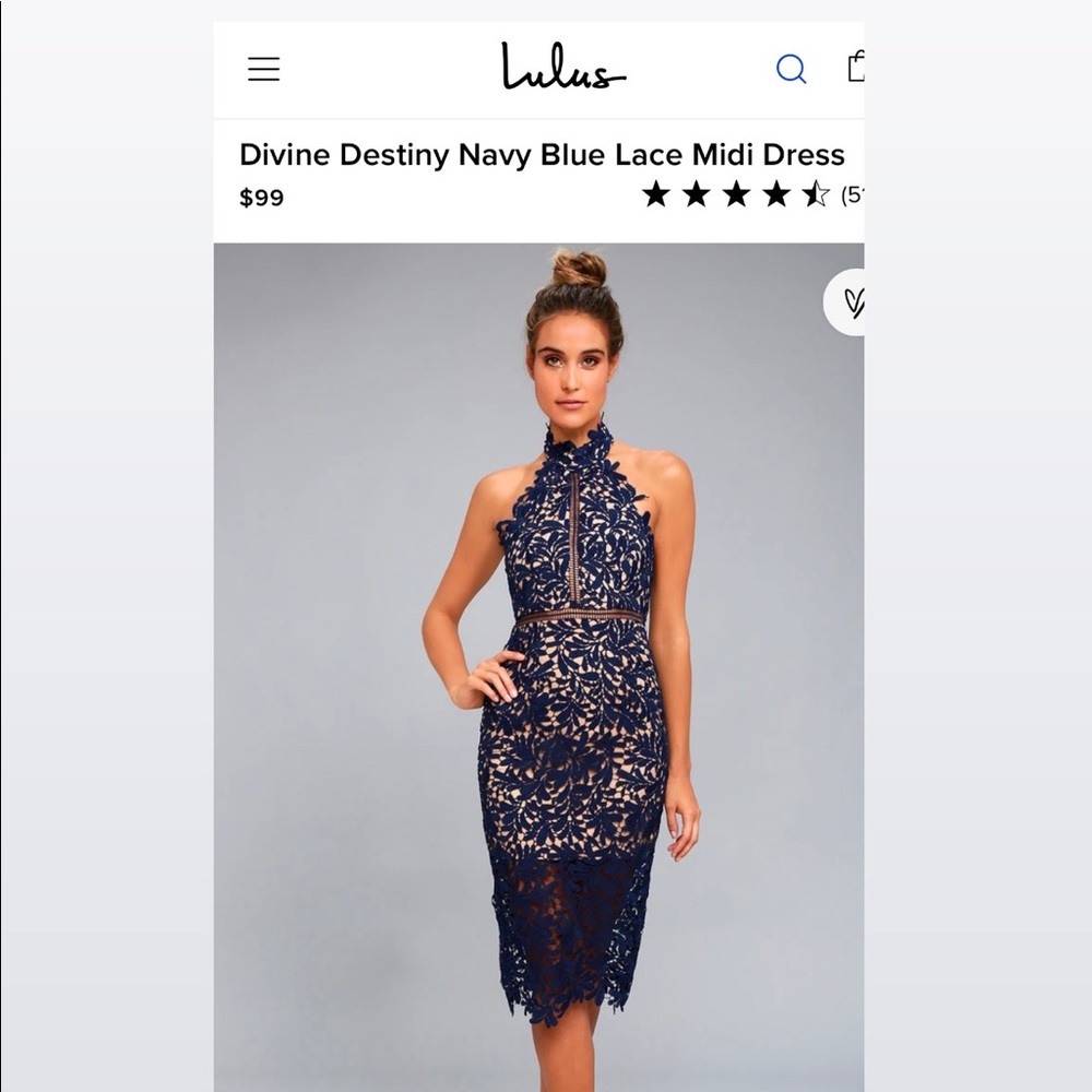 Lulu's Divine Destiny Lace Midi Dress in Navy size Small